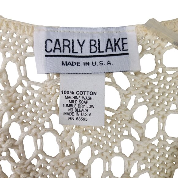 Carly Blake Cream Open-Knit Cotton Vest Medium USA Layering Deadstock - Picture 2 of 8